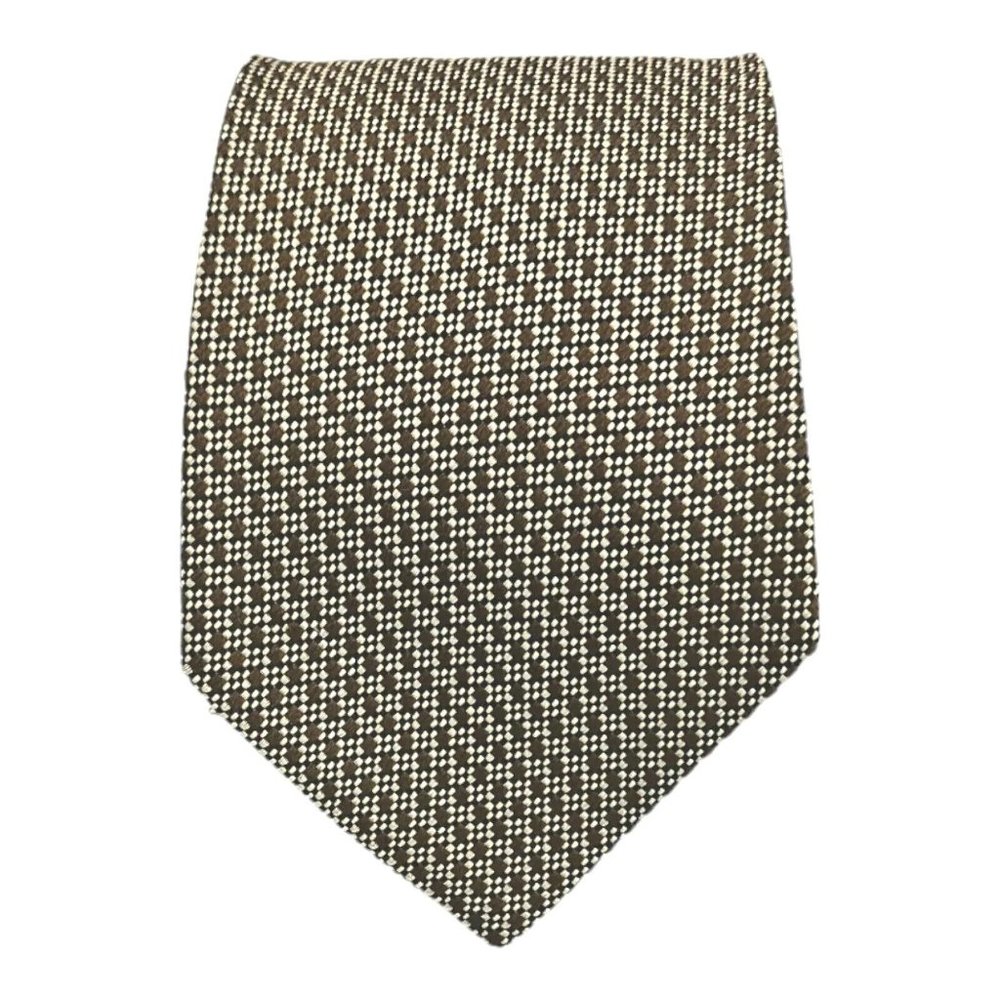 CHARVET Gold/Brown Geometric Silk Tie FRANCE 61"/ 4" EC